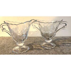 Heisey Waverly Etched Sugar and Creamer Set  # 2692
